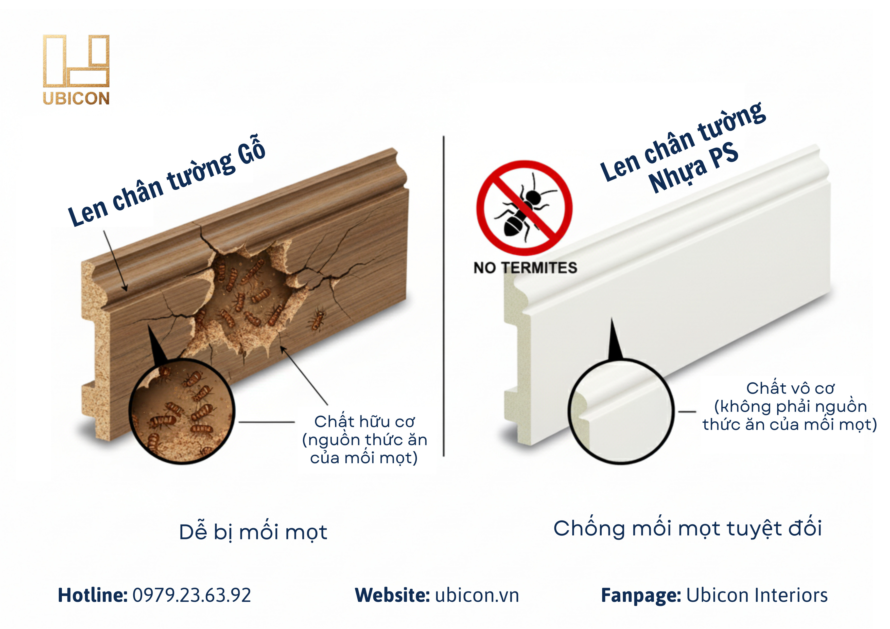 Len tường gỗ và len tường nhựa PS - Khác biệt về giá cả, độ bền và thẩm mỹ bạn nên biết